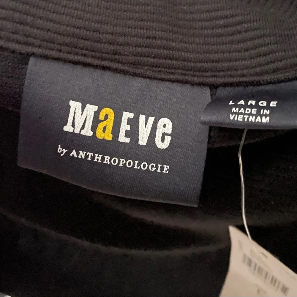 NWT Maeve Anthropologie Ribbed Off Shoulder Snap Button cardigan top w/ collar L - Picture 9 of 10